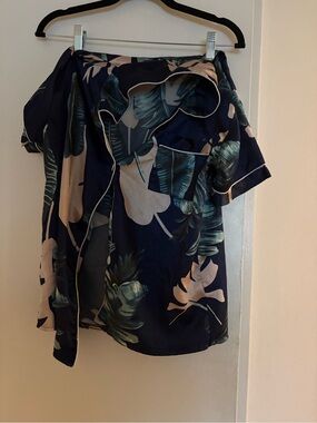 Navy Tropical Print Women pajama set